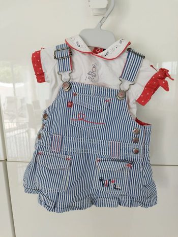 Ensemble t-shirt+ robe salopette taille 3 mois sergent major 