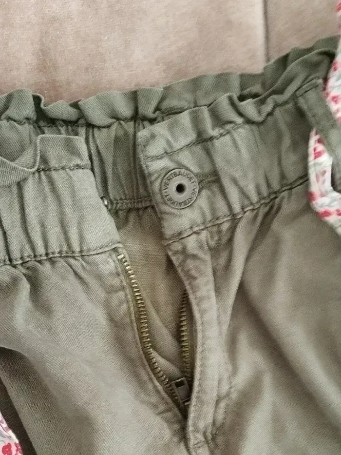 Pantalon twell Vertbaudet fille 10 ans vert militaire - photo numéro 3