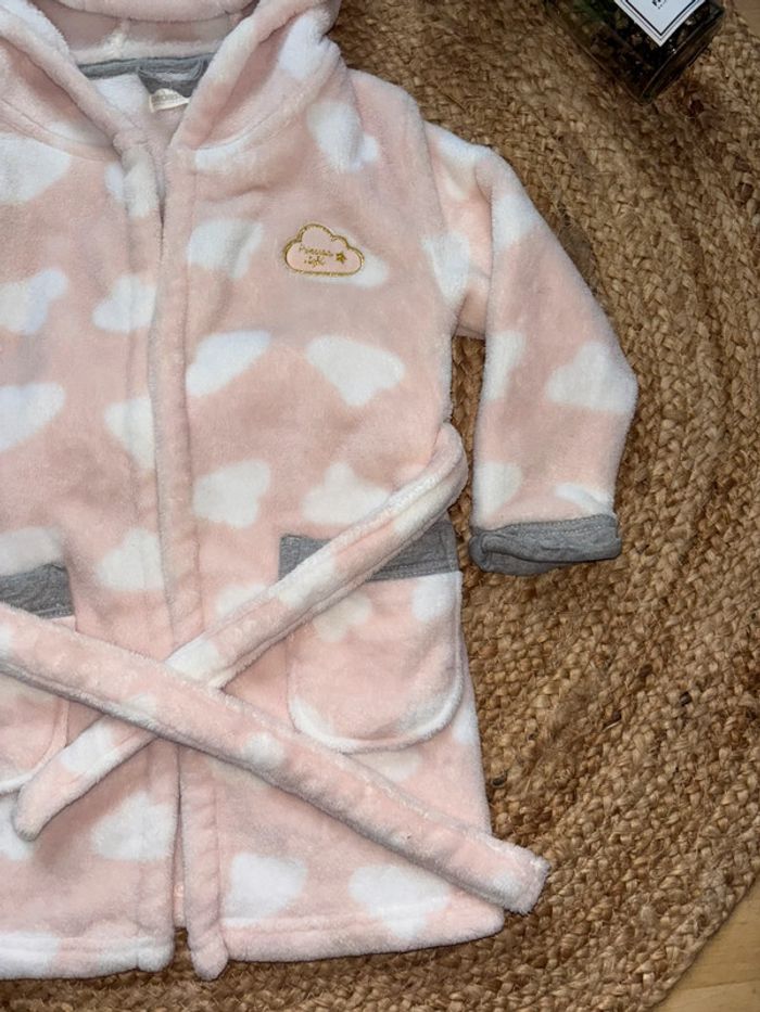 🌺Peignoir rose et blanc avec capuche au motif nuage Taille 3ans/98 cm🌺 - photo numéro 3