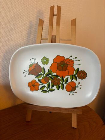 Vintage plat en mélamine rétro fleuri Tefal