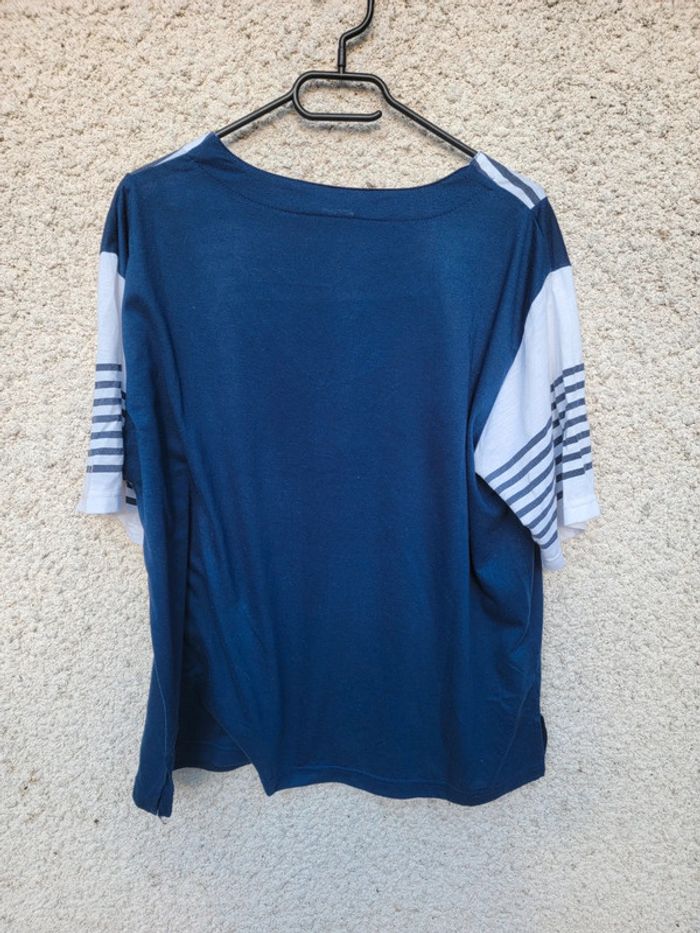 T-shirt unique marinière dauphin soleil vintage chic - photo numéro 3