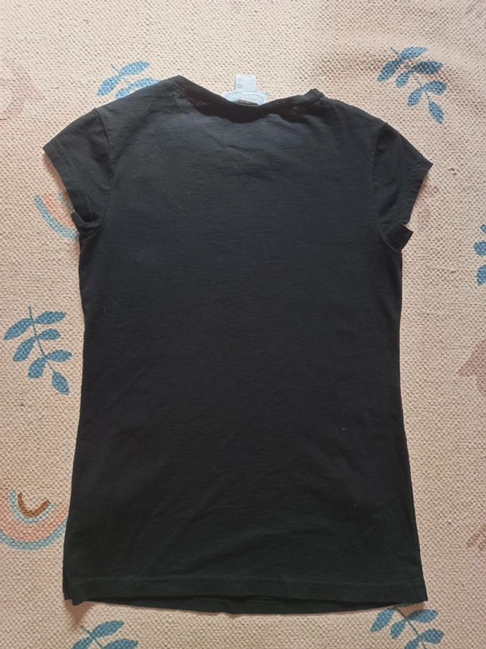 T-shirt noir smiley rainbow S sequins brillant doré argenté - photo numéro 5