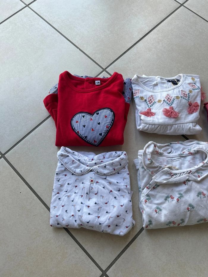 Lot 5 tshirts bebe fille 12 mois - photo numéro 2