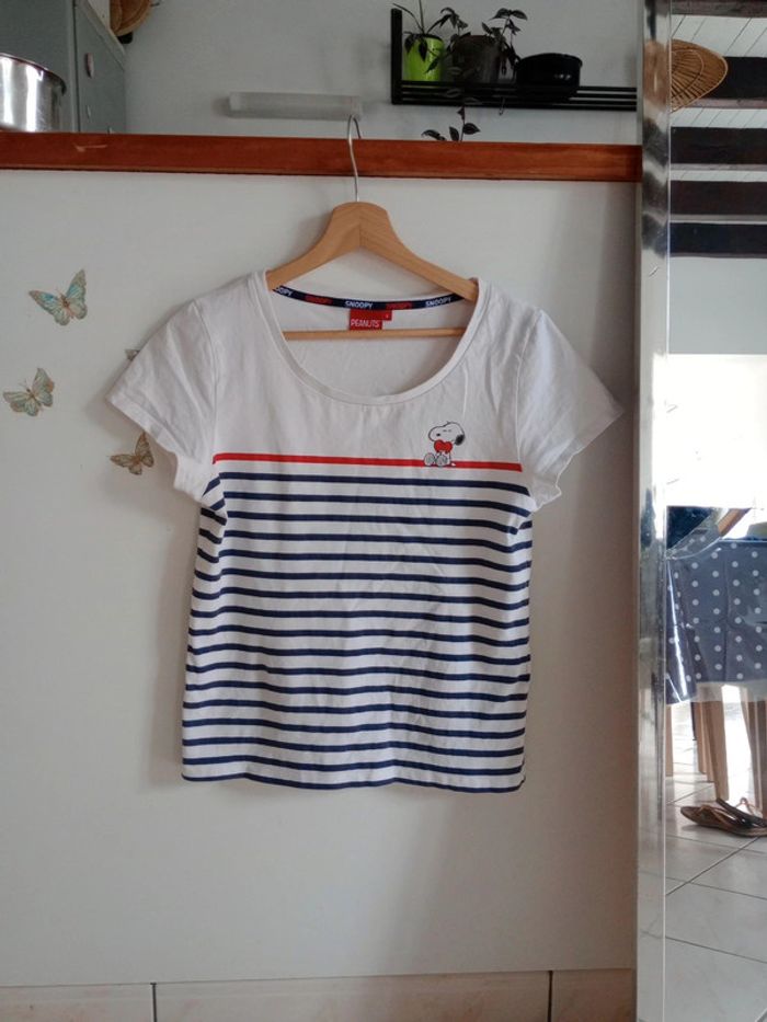 T-shirt femme s rayé Snoopy c85 - photo numéro 6