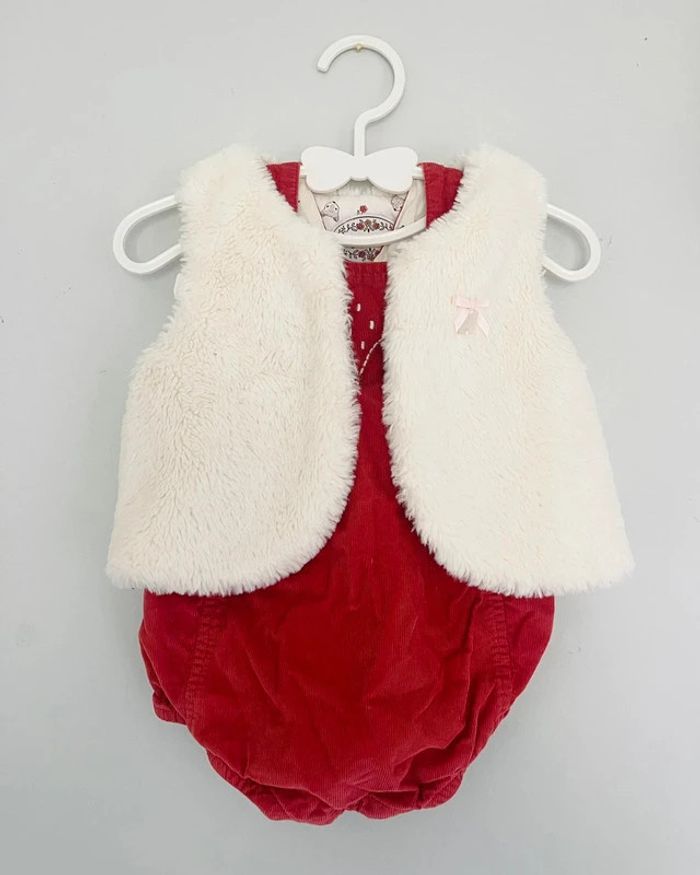 Ensemble barboteuse rouge + veste sans manches assorti 12 mois - Sergent Major - photo numéro 2