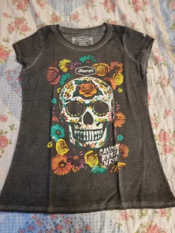 T shirt marron skull tête de mort Cancun rivière maya