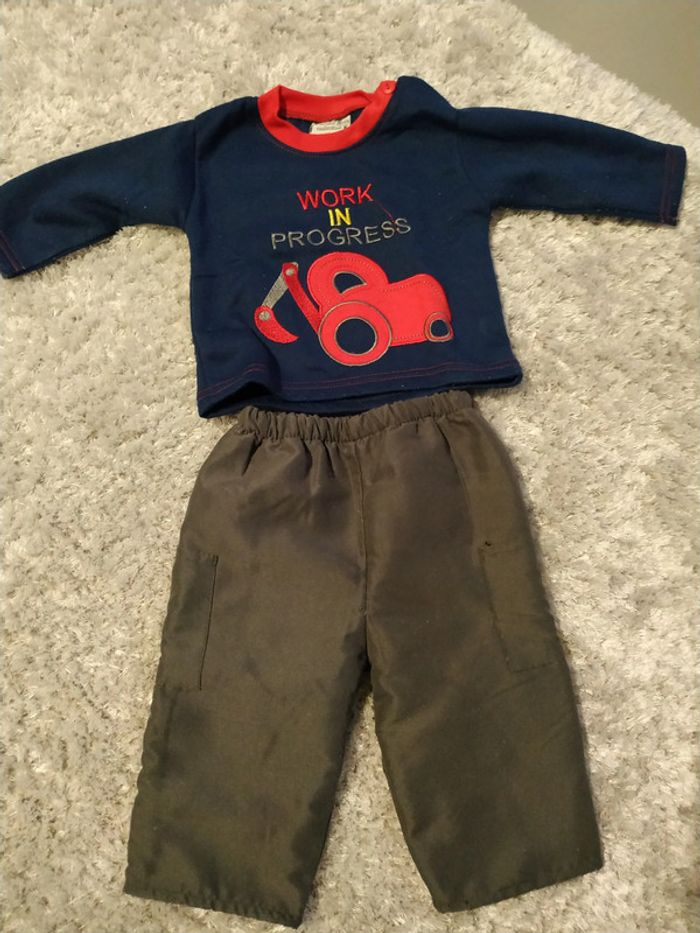 Sweat et pantalon Bleu marine et rouge Gris 6-12 mois