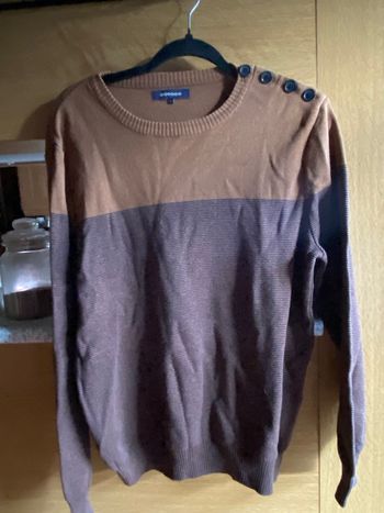🧥 Pull Bonobo bicolore marron / taupe – Taille L