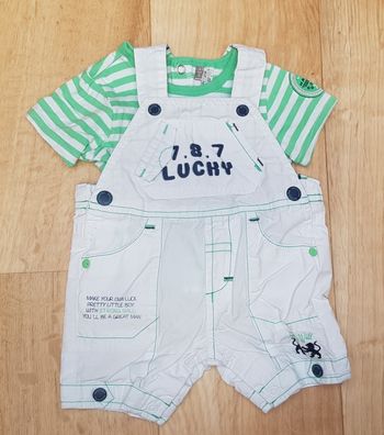 Ensemble 2 pièces : t-shirt manches courtes et salopette short