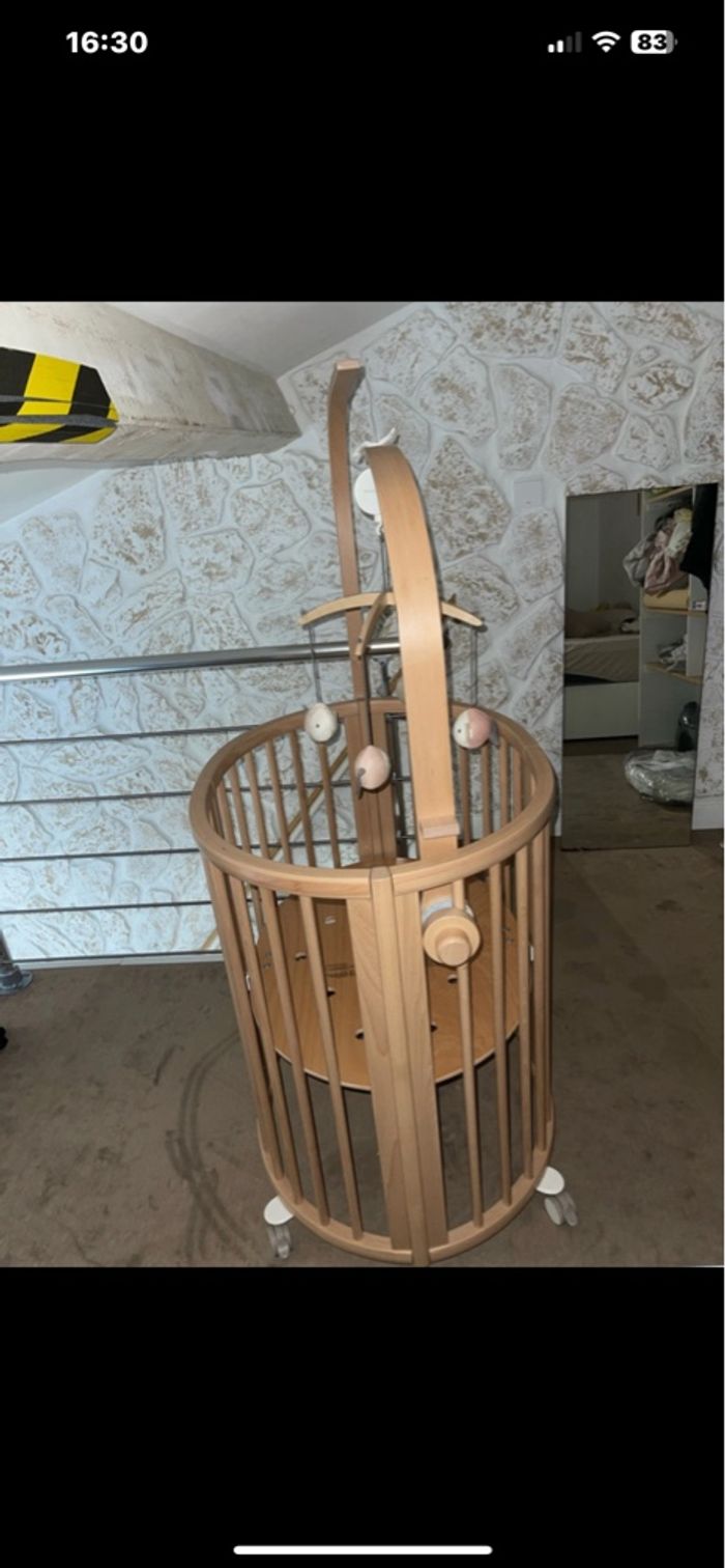 Lit à barreaux stokke mini+matelas,voile de lit mobile drap - photo numéro 6