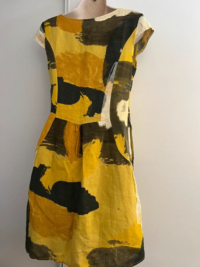 Robe été 100 % lin taille S jaune kaki - photo numéro 14