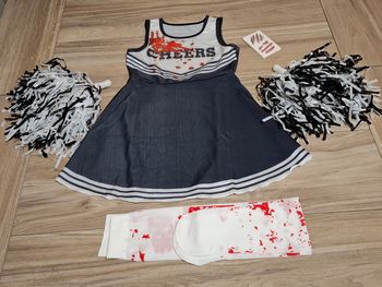 Costume déguisement fête de pom-pom girl pour enfant avec pompons