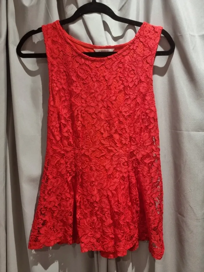 Débardeur rouge dentelle camaïeu