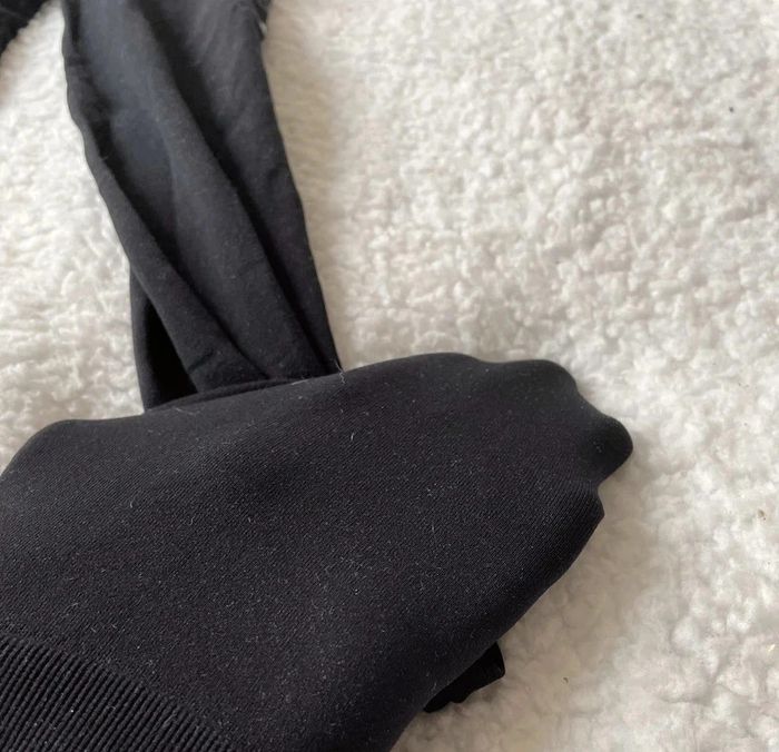 Legging collant noir épais à motifs sur les côtés - photo numéro 3
