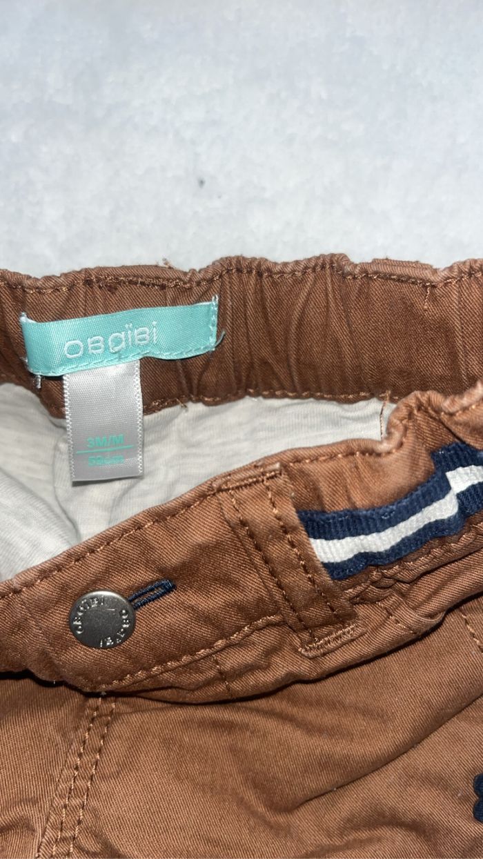 Ensemble t-shirt marinière + pantalon marron - photo numéro 4