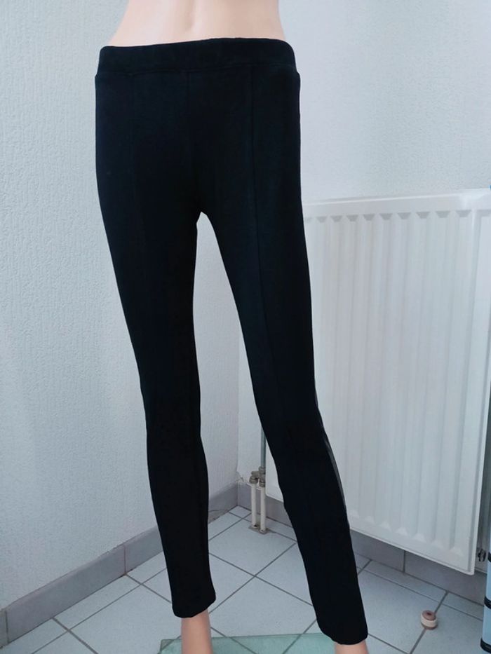 Legging noir avec bandes simili cuir S/M B*50 - photo numéro 3