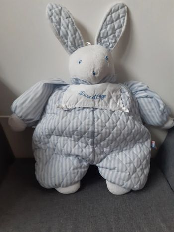 Peluche / doudou Range pyjama 🐰 🐇 bleu et blanc sucre d'orge