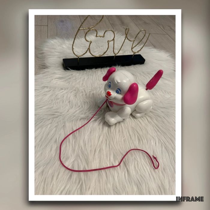 Très beau petit chien rose et blanc à tirer 🥰 Fisher price