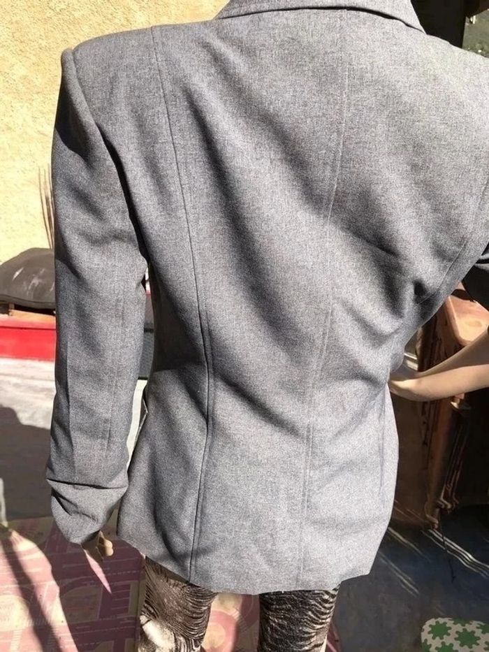 Blazer épaulettes, simple 3 boutons gris chiné - photo numéro 6