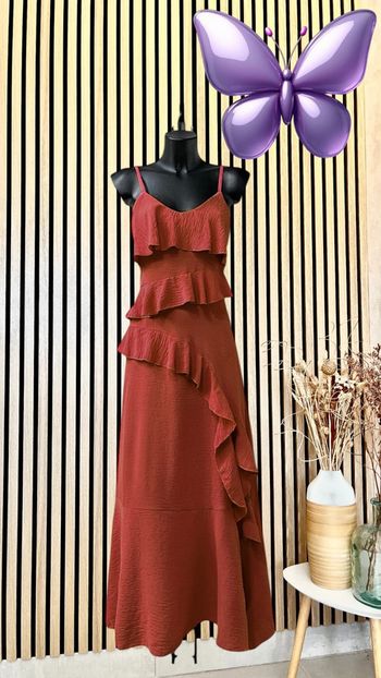 Robe a fente rouille terracotta bohème chic