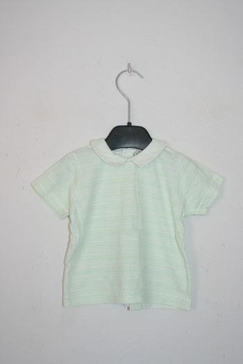 Polo rayé blanc/vert 6m