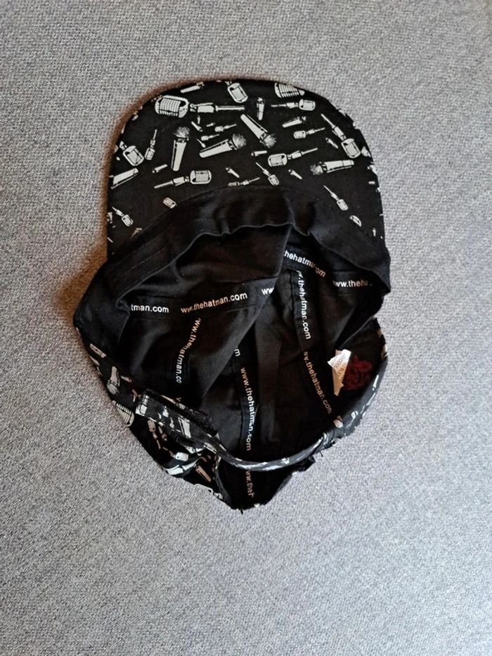 Casquette noir Hatman motif micros vintages blancs - photo numéro 4