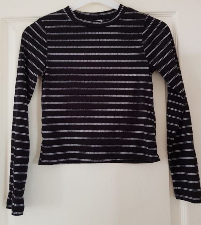 T-shirt manches longues rayé noir et blanc