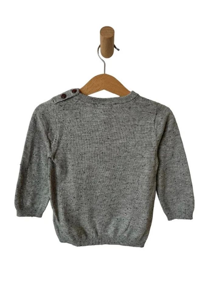 Pull pull fin de Noël gris chiné, motif renne - H&M 80cm (9-12m) - photo numéro 2