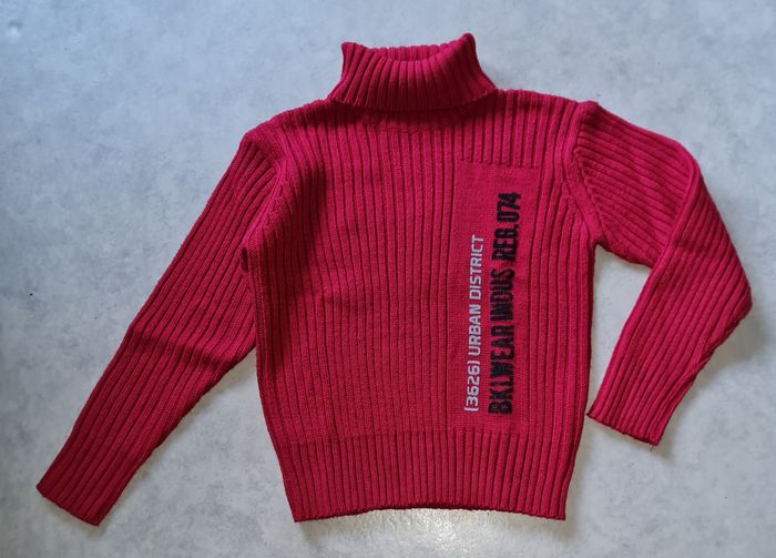 pull hiver col roulé rouge garçon 8 ans - photo numéro 4