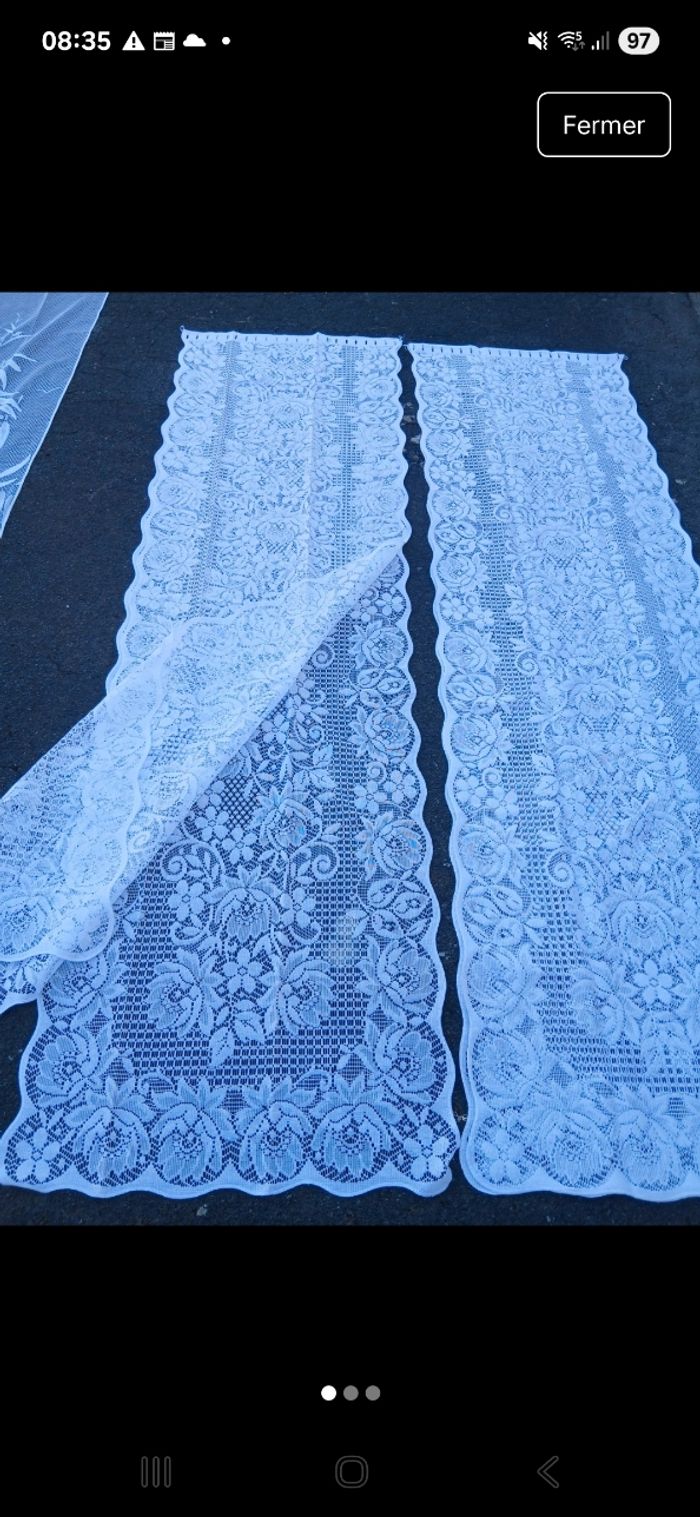 Paire de rideaux blanche en 2×60cm sur 2m20 de hauteur