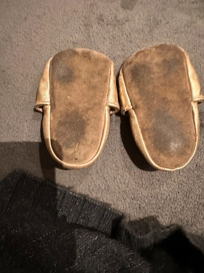 Chaussons en cuir doré Tape à l’œil 6/12 mois - photo numéro 3
