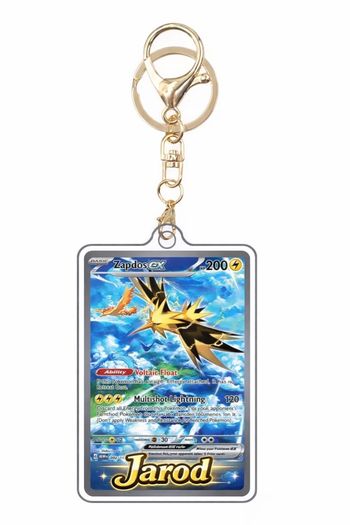 Porte-clé Pokémon Zapdos EX – Carte Pokémon – Cadeau Collection – Neuf