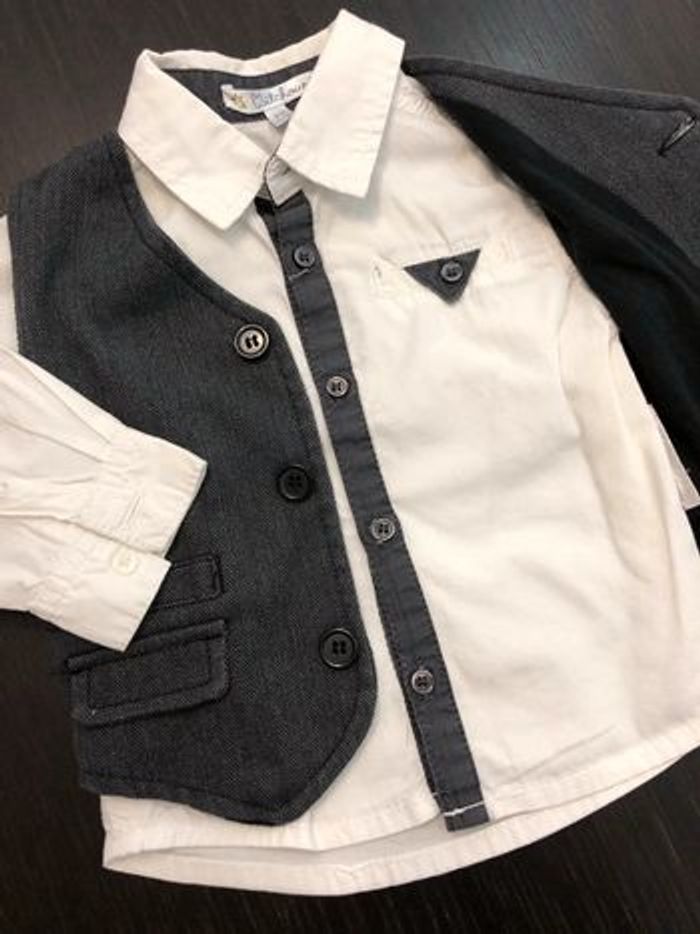 Ensemble chemise et gilet caraco taille 9 mois - photo numéro 2