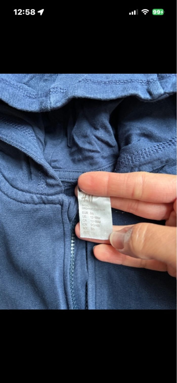 Sweat zippé uni marine H&M unisex - photo numéro 4