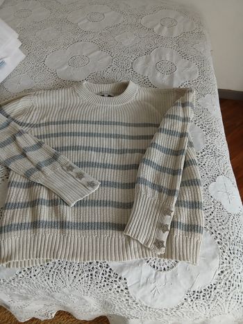 Pull marin gris ecru
