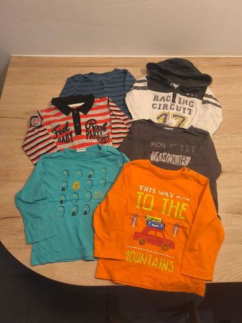 Lot 6 tee-shirt manches longues 18 mois