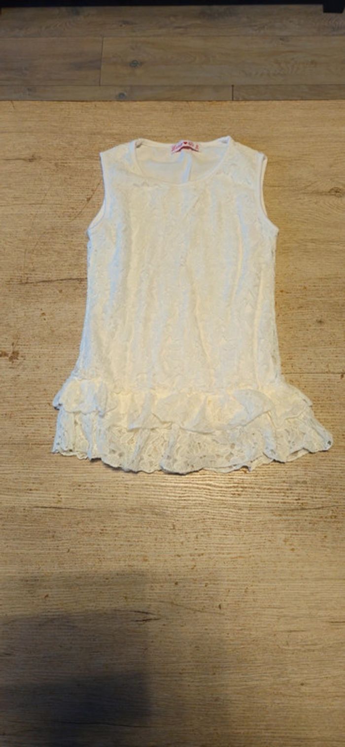 Tunique longue brodée, beige, Long Qi, neuve, 8 ans - photo numéro 2