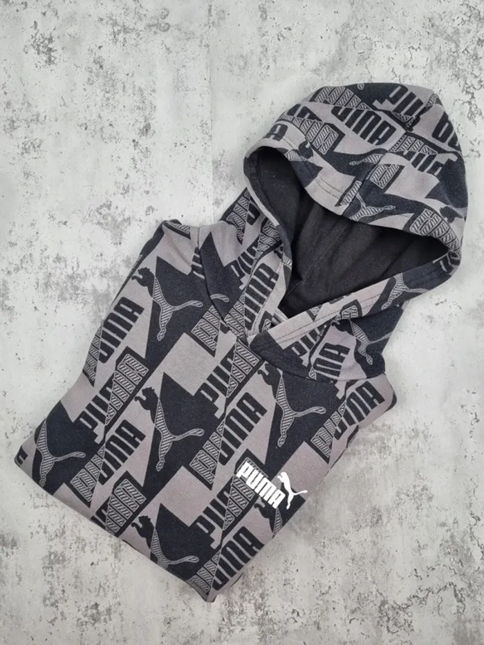 Sweat à capuche Puma gris – Taille 12 ans Garçon (mesures en photos)