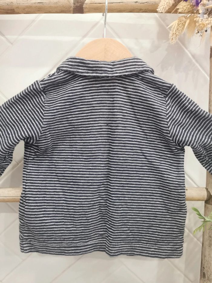 🌺HetM gilet blazer veste class petit bateau origami rayure bleu et blanc 4/6mois 68cm - photo numéro 5