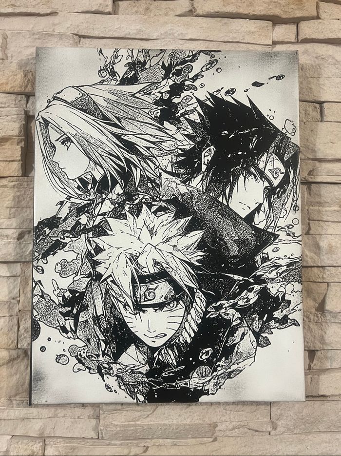 Tableau Équipe 7 – Naruto, Sasuke & Sakura – Naruto en toile 30x40cm - photo numéro 3