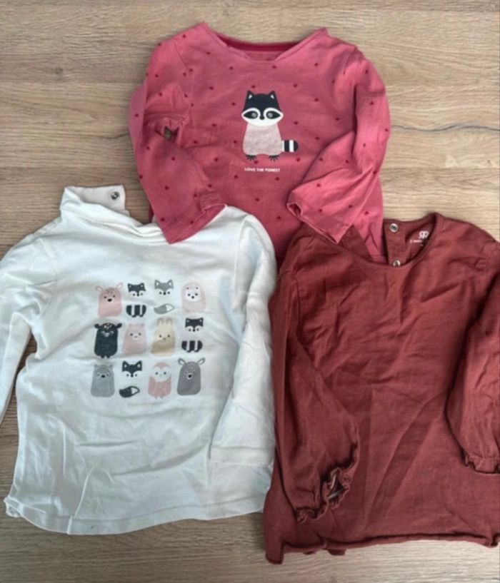 Lot 3 t-shirt manche longue 74 cm - photo numéro 1