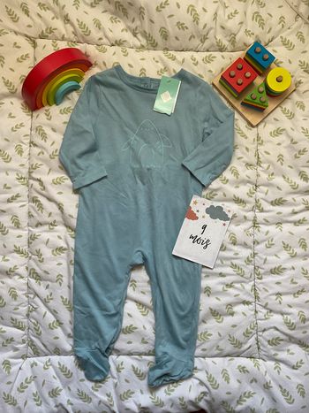 pyjama grenouillère en coton bleu tex 9 mois