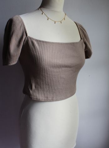 Crop top côtelé beige H&M