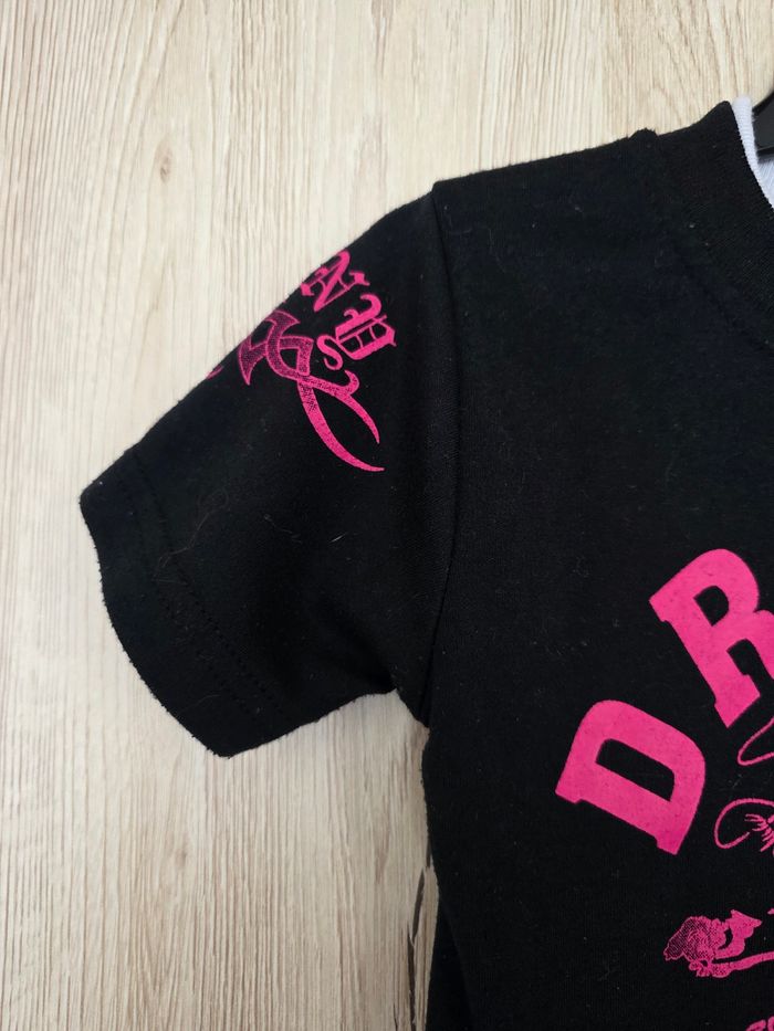 TEE-SHIRT GARÇON 👦 MOTIF DRAGON NOIR/ROSE TAILLE 4ANS - photo numéro 4
