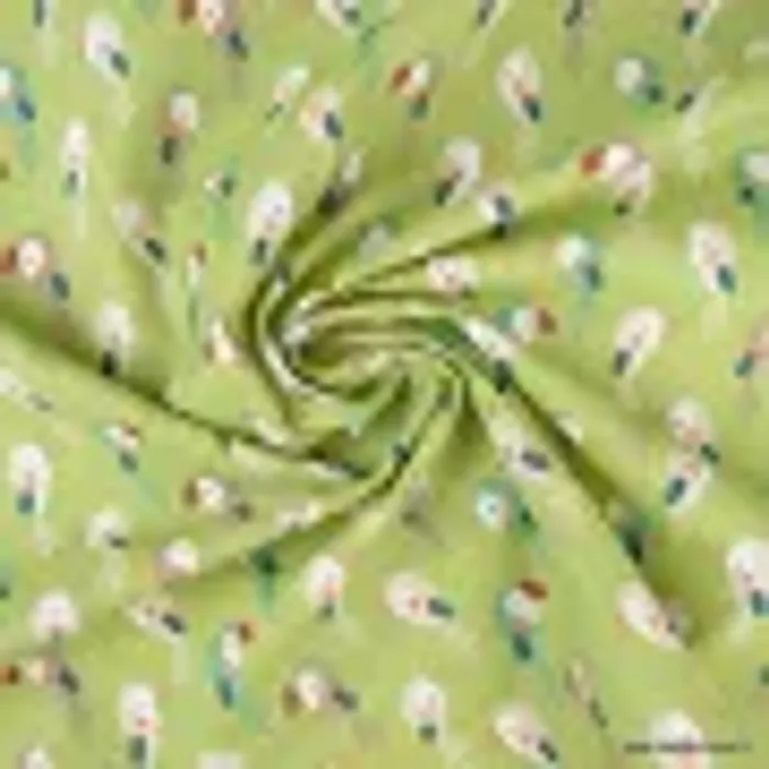 Coupons tissus coton motif TOUCAN– Bio - Neuf - photo numéro 2