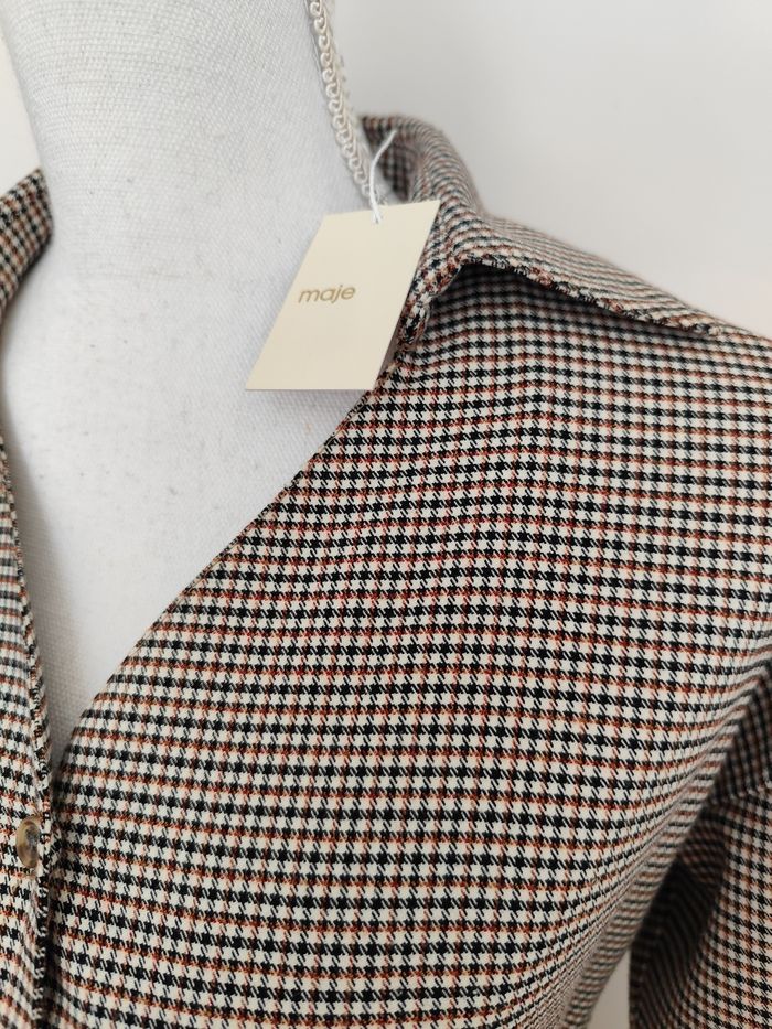 Robe neuve mi longue Maje taille 1 pied de poule automne hiver - photo numéro 4