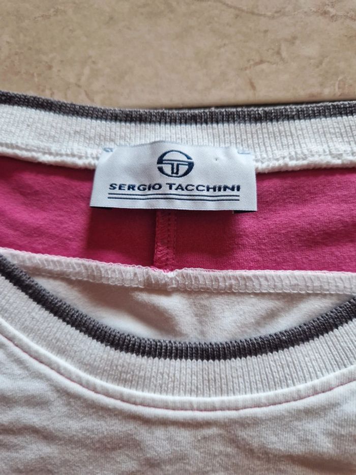 Tee shirt sergio tacchini rose blanc - photo numéro 3