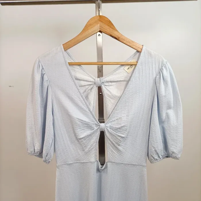Robe longue bleu ciel texturée à découpes nœud – taille M – CMT Atelier – effet dos nu A926 - photo numéro 2