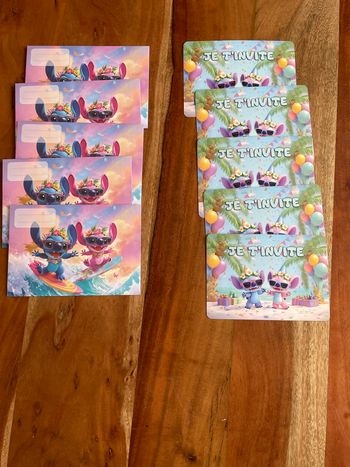 Lot cartes d’invitation avec enveloppe Stitch