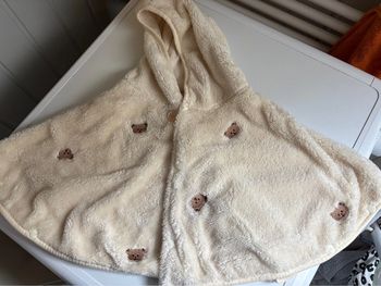 Poncho cape bébé, flanelle, ours, bébé taille unique